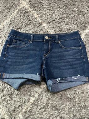 Aeropostale Dark Blue Rolled Cuff Denim Shorts